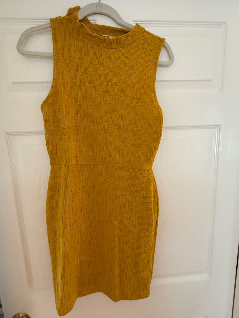 Jack by BB Dakota Sleeveless Mustard Textured Sheath Dress